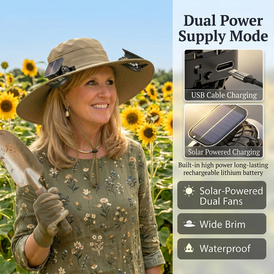 Solar-Powered Cooling Fan Hat