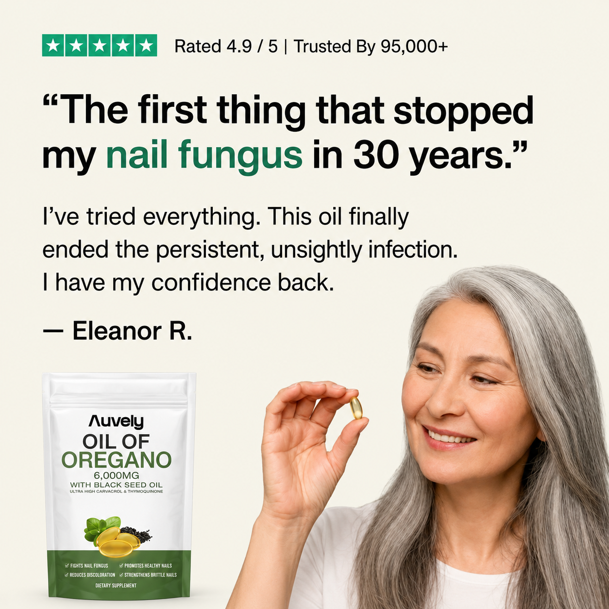 Auvely Oregano & Black Seed Oil - Eliminates Nail Fungus