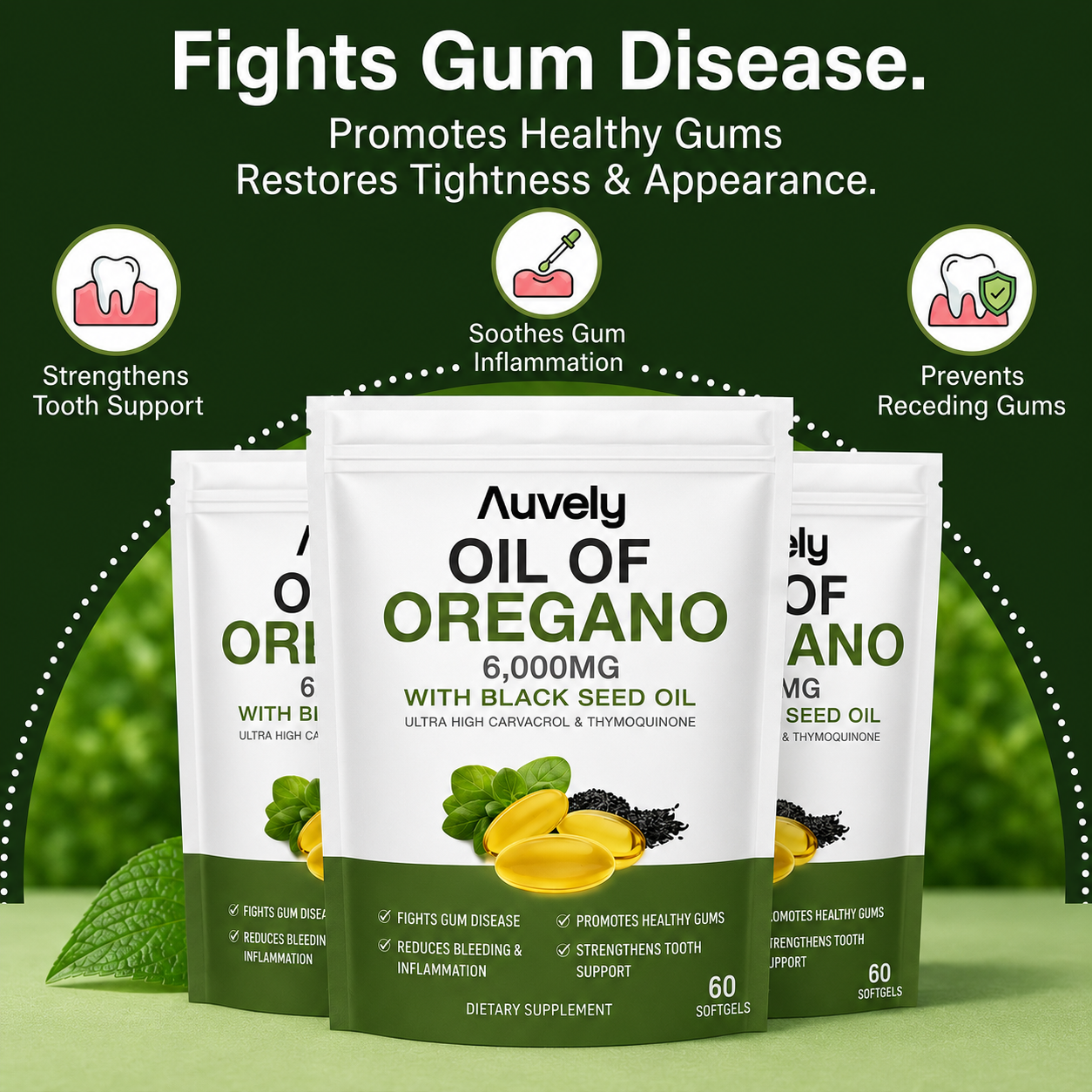 Auvely Oregano & Black Seed Oil - Eliminates Gum Disease