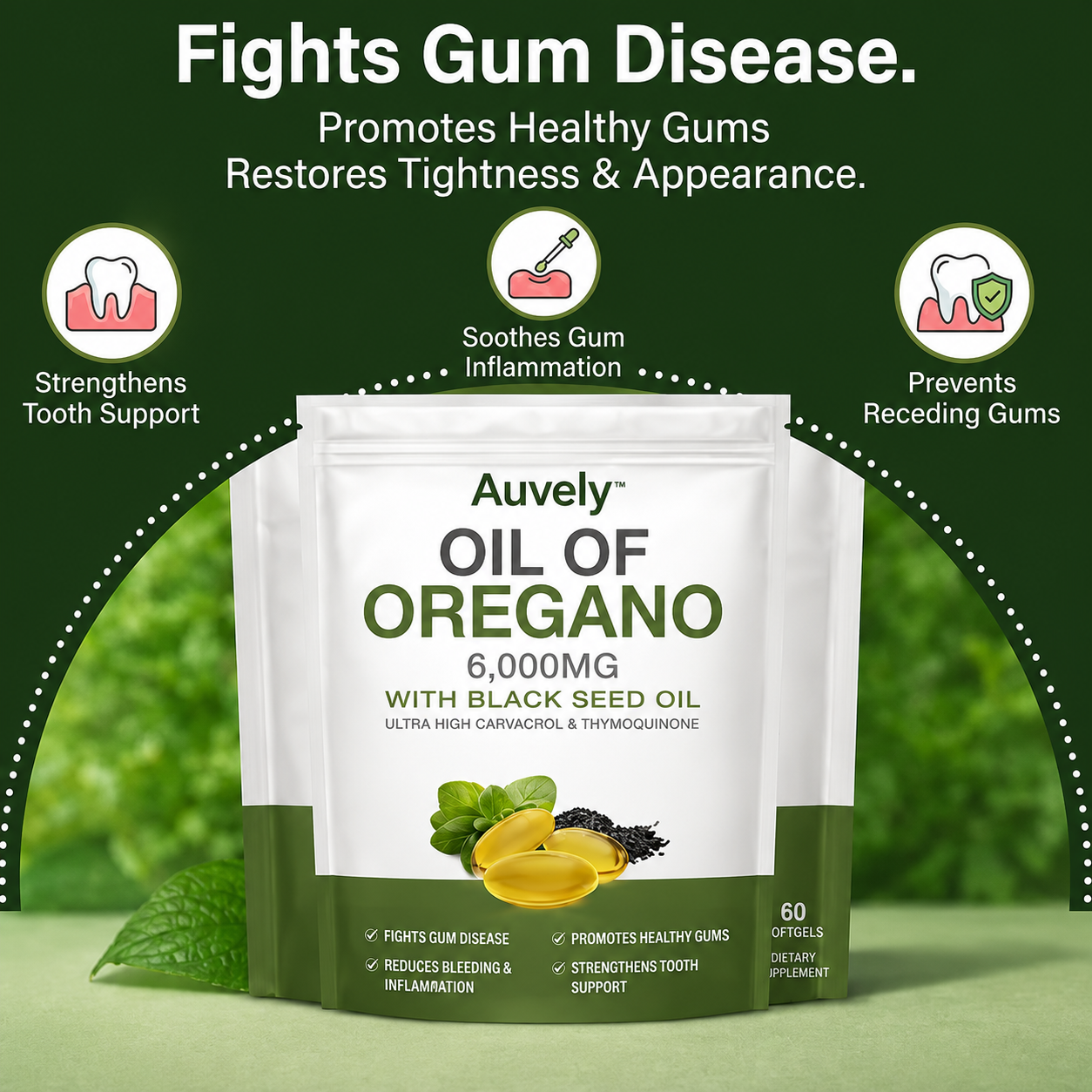 AUVELY OREGANO & BLACK SEED OIL - ELIMINATES GUM DISEASE