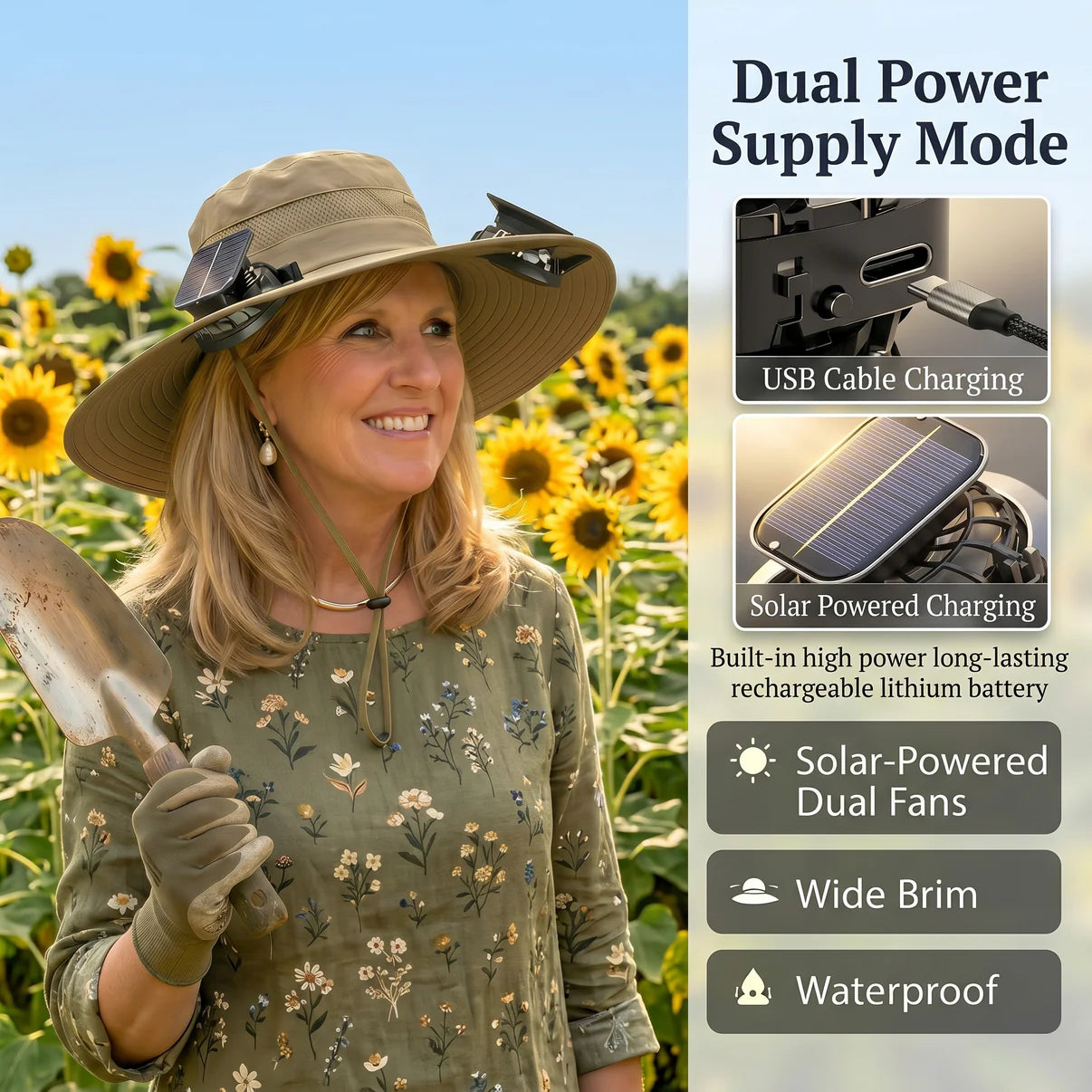 Solar-Powered Cooling Fan Hat