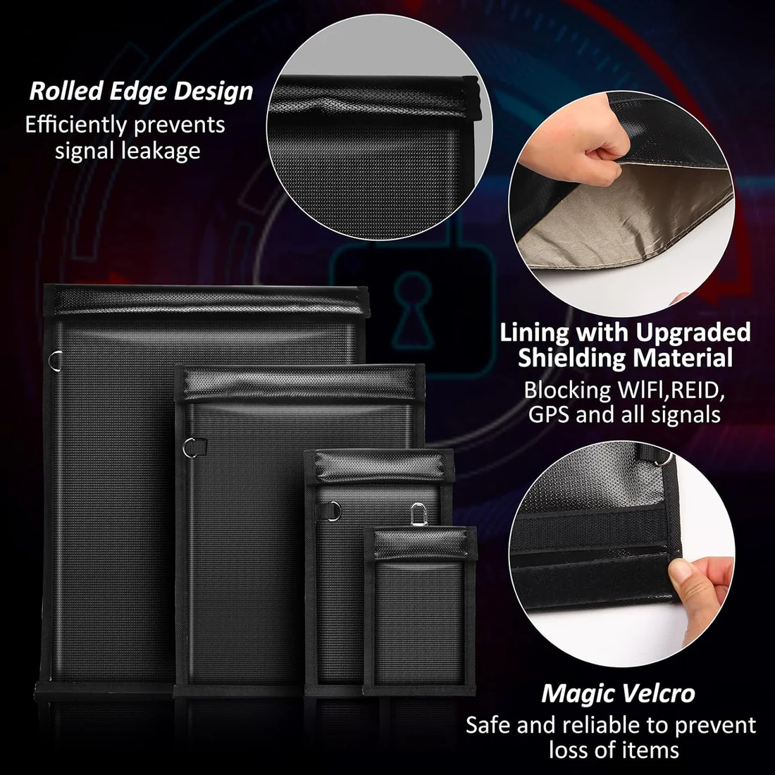 4-Pack Faraday Bags (EMP-Resistant)